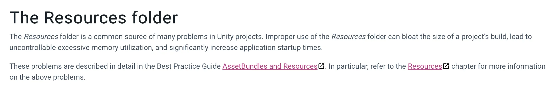 Screenshot of Unity official documentation